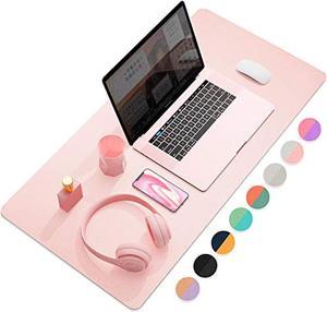 Dual-Sided Multifunctional Desk Pad, Waterproof Desk Blotter Protector, Leather Desk Wrting Mat Mouse Pad (31.5" X 15.7", Pink)