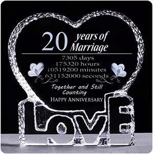 20 Year 20Th Wedding Anniversary Crystal Sculpture Keepsake Gifts For Her Wife Girlfriend Him Husband (20 Year)