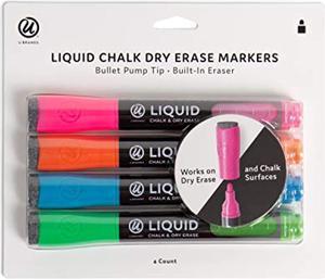 U Colored Liquid Chalk Dry-Erase Markers, Assorted Colors, 4 Count