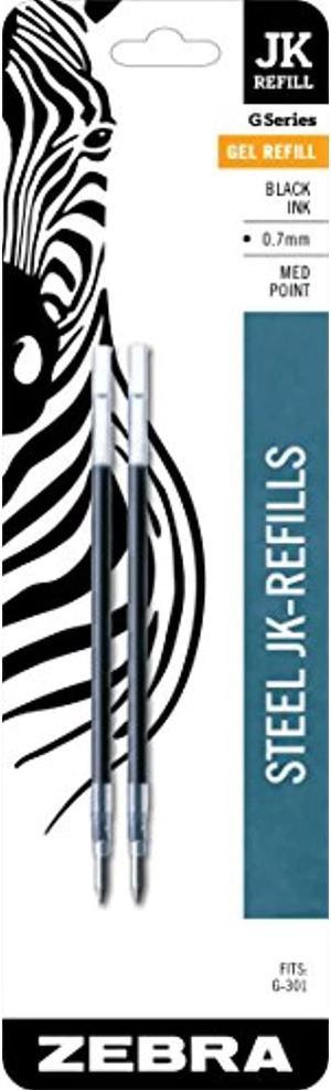 G-Series Stainless Steel Gel Ink Jk-Refill, Medium Point, 0.7Mm, Black Ink, 2-Pack