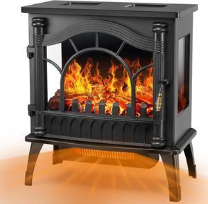 Joy Pebble Electric Fireplace Heater, 1000/1500W Electric Fireplace with Realistic Flames Effect, ETL Certificated,Low Noise Fireplace Stove, Adjustable Flame Brightness, Overheating Protection