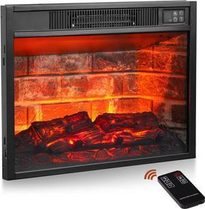 23 inch Electric Fireplace Insert, Realistic Red Bricks Electric Fireplace with Remote Control, 3 Adjustable LED Brightness Flames, Overheat Protection, 1400W Faux Fireplace for Bedroom Home