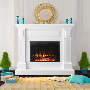 43 Inch Electric Fireplace with Mantel, Tall Fire Place Heater Freestanding with Remote Control Timer LED Flame for Living Room Bedroom, White