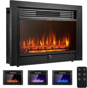 YODOLLA 28.5" Electric Fireplace Insert with 3 Color Flames, Fireplace Heater with Remote Control and Timer, 750w-1500W,Classic Style