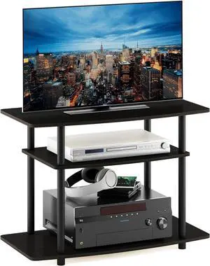 Furinno Turn-N-Tube No Tools 3-Tier Entertainment Center TV Stand for TV up to 32 Inch, Plastic Round Tubes, Espresso/black Furinno Turn-N-Tube No Tools 3-Tier Entertainment Center TV Stand for TV up to 32 Inch, Plastic Round Tubes, Espresso/black