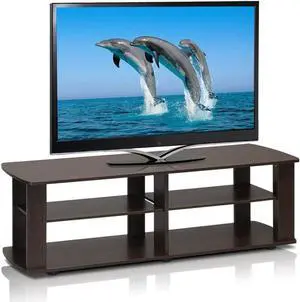 Furinno Nelly Entertainment Center TV Stand, Short 43.3"(W) x13.4(H) x13.1(D), Dark Brown