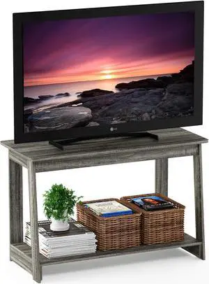 Furinno Beginning TV Stand, 2-Tier Rectangular Entertainment Center with Shelf, TV Console for TV up to 36 Inch, Open Back, for Living Room, Bedroom, French Oak Furinno Beginning TV Stand, 2-Tier Rectangular Entertainment Center with Shelf, TV Console for TV up to 36 Inch, Open Back, for Living Room, Bedroom, French Oak