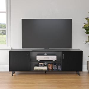 Panana TV Stand, Entertainment Center with 2 Doors and 2 Cubby Storages Cabinets for up to 65 inch for Living Room Bedroom (Black, 53.5 inch)