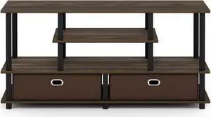 Furinno JAYA Large Stand for up to 50-Inch TV, Columbia Walnut/Black/Dark Brown