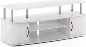 Furinno JAYA Large Entertainment Stand for TV Up to 55 Inch, White Oak/Chrome