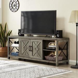 Okvnbjk TV Stand for 75 Inch TV with Storage,65 Inch Width Wood TV Stand for 65 70 75+ Inch TV with Soft Closing Door Hinges, Grey Wash