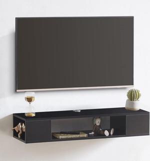 GHC Floating TV Stand, Wall Mounted Entertainment Center and Cabinet Shelf, TV Console with StorageMedia Console for DVD Player, Space-Saving Under TV Shelf for Bedroom, Living Room (Black)