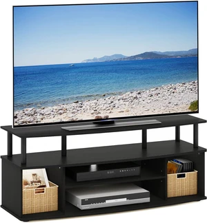 Furinno Jaya 4-Tier TV Stand for TV up to 55 Inch, Blackwood Furinno Jaya 4-Tier TV Stand for TV up to 55 Inch, Blackwood