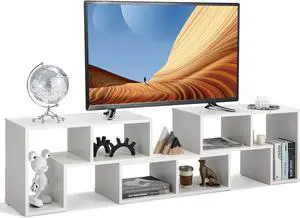 GOFLAME 3 Pieces TV Console Stand, Modern Entertainment Center for 50 55 60 65 Inch Flat Screen TV, Free Combination Bookcase for Storage & Display, Suitable for Living Room, Bedroom (White)
