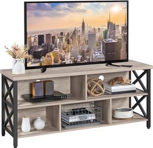 Yaheetech Industrial Entertainment Center for TVs up to 65 Inch, Gray TV Stand with 5 Storage Compartments, Large TV Console for Living Room