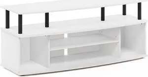 Furinno Jaya Large Entertainment Center Hold up to 55-in TV, Inch, White/Black