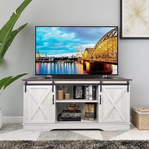 Rainbow Sophia TV Stand, Storage Cabinet with Sliding Barn Doors and Adjustable Shelves, Modern 28H, Sargent Oak
