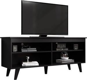 Madesa TV Stand Cabinet with 4 Shelves and Cable Management, TV Table Unit for TVs up to 55 Inches, Wooden, 23'' H x 15'' D x 53'' L  Black