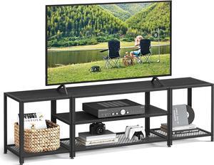 VASAGLE Modern TV Stand for TVs up to 75 Inches, 3-Tier Entertainment Center, Industrial TV Console Table with Open Storage Shelves, for Living Room, Bedroom, Black with Wood Grain ULTV098B22