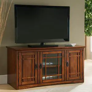 Leick Home Riley Holliday Mission Tall TV Stand, 50-Inch, Oak
