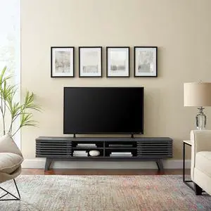 Modway Render Mid-Century Modern Low Profile 70 Inch Media Console TV Stand in Charcoal, 70"