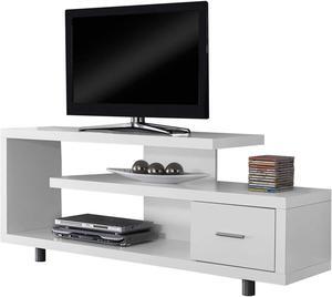 Monarch Specialties TV Stand with 1 Drawer, 60"W, White