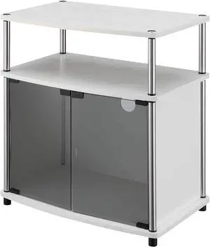 Convenience Concepts Designs2Go TV Stand with Black Glass Cabinet, White
