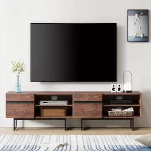 WAMPAT Modern TV Stand for up to 85/90 inch 2 in 1 Entertainment Center TV Console with Storage Cabinets Media Console for Living Room