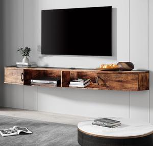 FITUEYES Floating TV Stand with Cabinet, Wall Mounted TV Shelf with Door Media Console Entertainment Center Under TV Floating Cabinet Desk Storage Hutch for Home and Office,70''