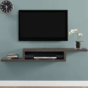 Martin Furniture Asymmetrical Floating Wall Mounted TV Console, 60inch, Skyline Walnut
