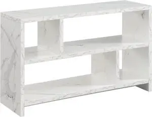 Convenience Concepts Northfield TV Stand Console with Shelves, White Faux Marble