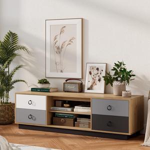 Tangkula Modern TV Stand with 2 Storage Cabinets & 2 Adjustable Shelves, Wood TV Console Table Media Cabinet for TVs up to 60 Inch, 2 Cable Holes, Home Entertainment Center for Living Room, 55 Inch