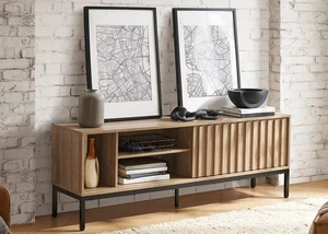 mopio Norwin TV Stand, Rustic Modern Industrial Television Stand for 60/65/70 inch TV, Fluted Entertainment Center with Storage, Wood Media Console Credenza Cabinet Table (Oak 64" TV Stand) mopio Norwin TV Stand, Rustic Modern Industrial Television Stand for 60/65/70 inch TV, Fluted Entertainment Center with Storage, Wood Media Console Credenza Cabinet Table (Oak 64" TV Stand)