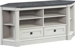 Sauder Palladia Corner Entertainment Credenza, L: 61.10" x W: 18.47" x H: 27.40", Glacier Oak Finish
