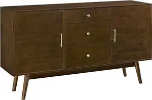 Walker Edison Mid Century Modern-TV Stand Console with 3 Drawers and Closed Cabinet Storage, 60", Walnut Walker Edison Mid Century Modern-TV Stand Console with 3 Drawers and Closed Cabinet Storage, 60", Walnut