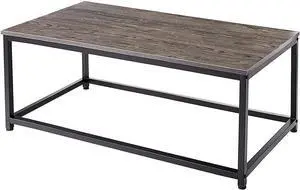 AZL1 Life Concept Coffee Table with Metal Frame,Clean, contemporary design meets rustic industrial stylefor living room, office, Dark Brown/Black