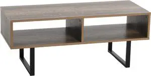 Household Essentials Jamestown TV Stand Coffee Table with Rectangular Storage Compartments Ashwood Rustic Wood Grain and Black Metal Household Essentials Jamestown TV Stand Coffee Table with Rectangular Storage Compartments Ashwood Rustic Wood Grain and Black Metal