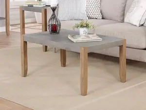 Alaterre Furniture Newport 36" L Faux Concrete and Wood Coffee Table