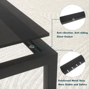 SAYGOER Black Glass Coffee Table Small Modern Coffee Tables 26.7in Square Tempered Glass-Top Accent Center Table for Living Room Home Office with Black Metal Frame Easy Assembly