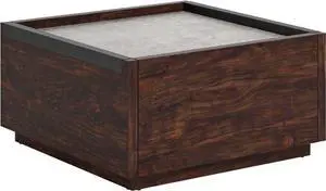 Sauder Manhattan Gate Square Coffee Table, L: 31.02" x W: 30.95" x H: 16.06", Rich Walnut Finish