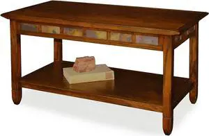 Rustic Slate Rectangular Coffee Table - Rustic Oak Finish