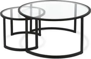Mitera Round Nested Coffee Table in Blackened Bronze