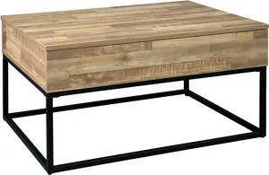 Signature Design by Ashley Gerdanet Rustic Rectangular Lift Top Coffee Table with Storage, Brown & Black