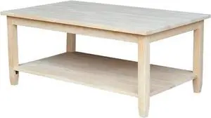 IC International Concepts Solano Coffee Table, 42 in W x 25 in D x 18 in H, Unfinished