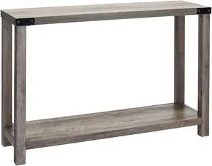 ROCKPOINT Furniture Barn Style Farmhouse Rectangle Accent Entryway Table, Grey Wash