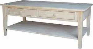 IC International Concepts Spencer Coffee Table, 48 in W x 24 in D x 19 in H, Unfinished