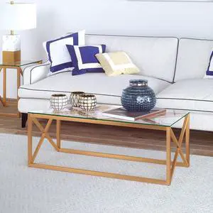 Dixon 46'' Wide Rectangular Coffee Table in Brass