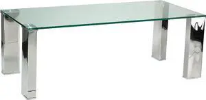 Cortesi Home Isaak Contemporary Glass Coffee Table with Chrome Finish