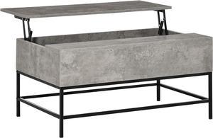 HOMCOM Modern Lift Top Coffee Table with Hidden Storage Compartment and Metal Legs for Living Room Home Office Grey