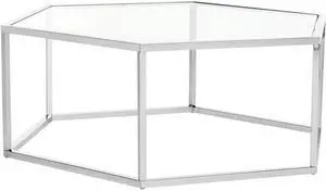 Safavieh Home Collection Eliana Chrome and Glass Hexagon Coffee Table